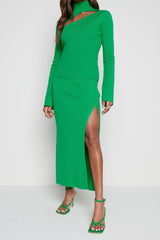 Blythe Slit Knit Skirt - Bright Emerald