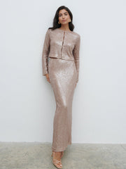 Brayden Sequin Maxi Skirt - Beige