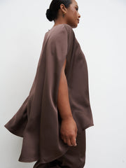 Breya Cape Floaty Satin Top Curve - Chocolate Brown