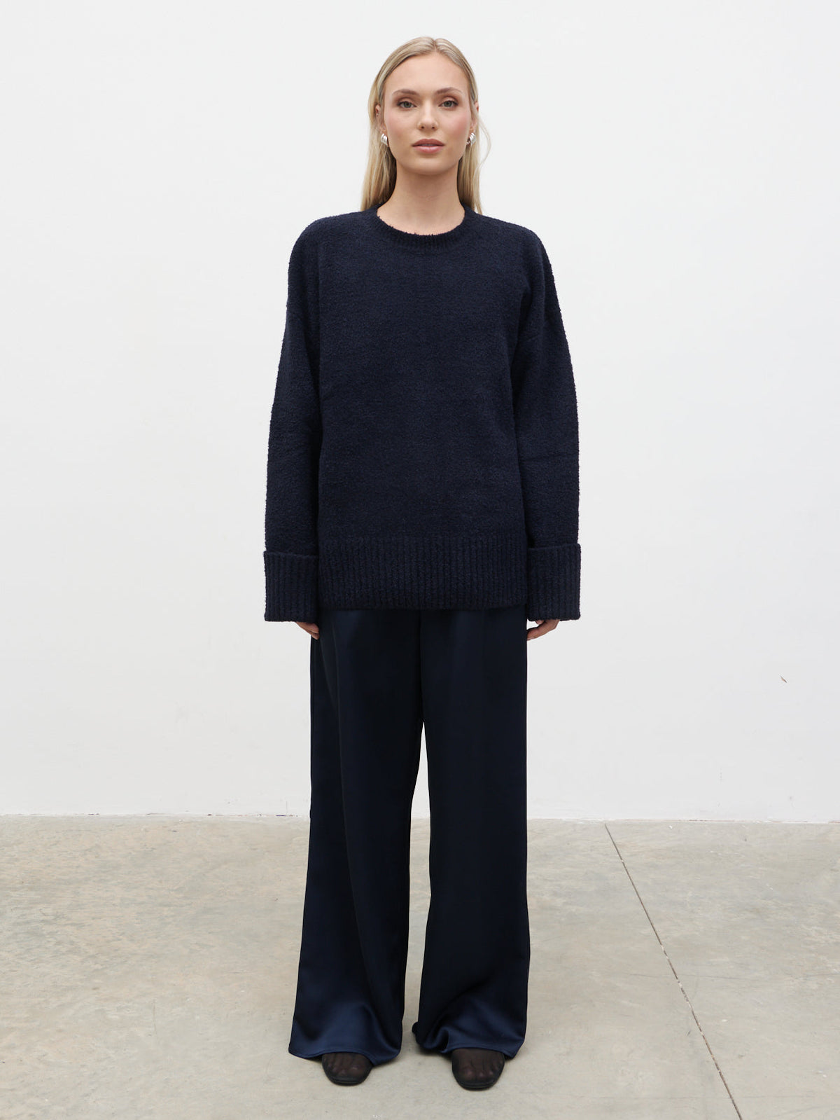 Camille Oversized Borg Jumper - Navy