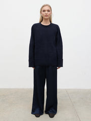Camille Oversized Borg Jumper - Navy