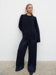 Camille Oversized Borg Jumper - Navy