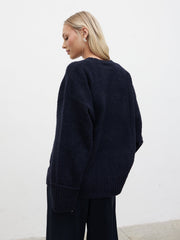 Camille Oversized Borg Jumper - Navy