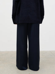 Breya Satin Drawstring Trousers - Navy