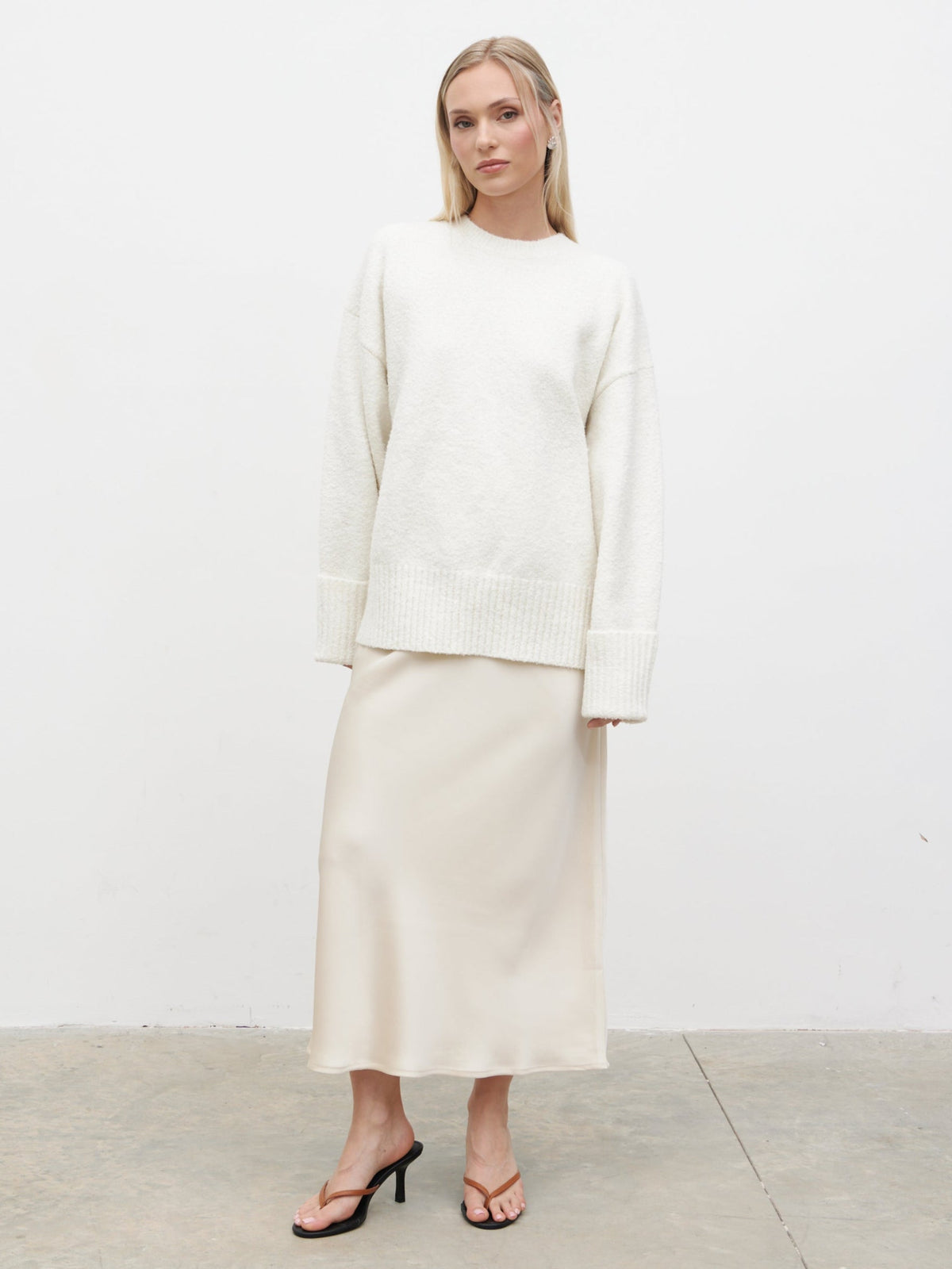 Breya Satin Midaxi Skirt - Oyster