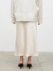 Breya Satin Midaxi Skirt - Oyster