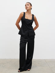Breya Satin Waistcoat - Black