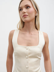 Breya Satin Waistcoat - Oyster