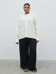 Breya Satin Drawstring Trousers Curve - Black