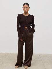 Lacey Button Down Top - Brown