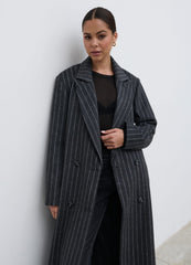 Briar Pinstripe Top Coat - Charcoal and White