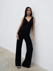 Bridget Crochet Knit Top - Black