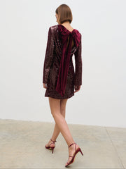 Brioni Sequin Bow Mini Dress - Wine