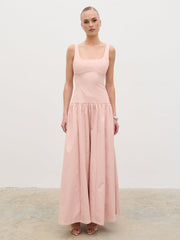 Bronte Square Neck Maxi Dress - Dusty Rose