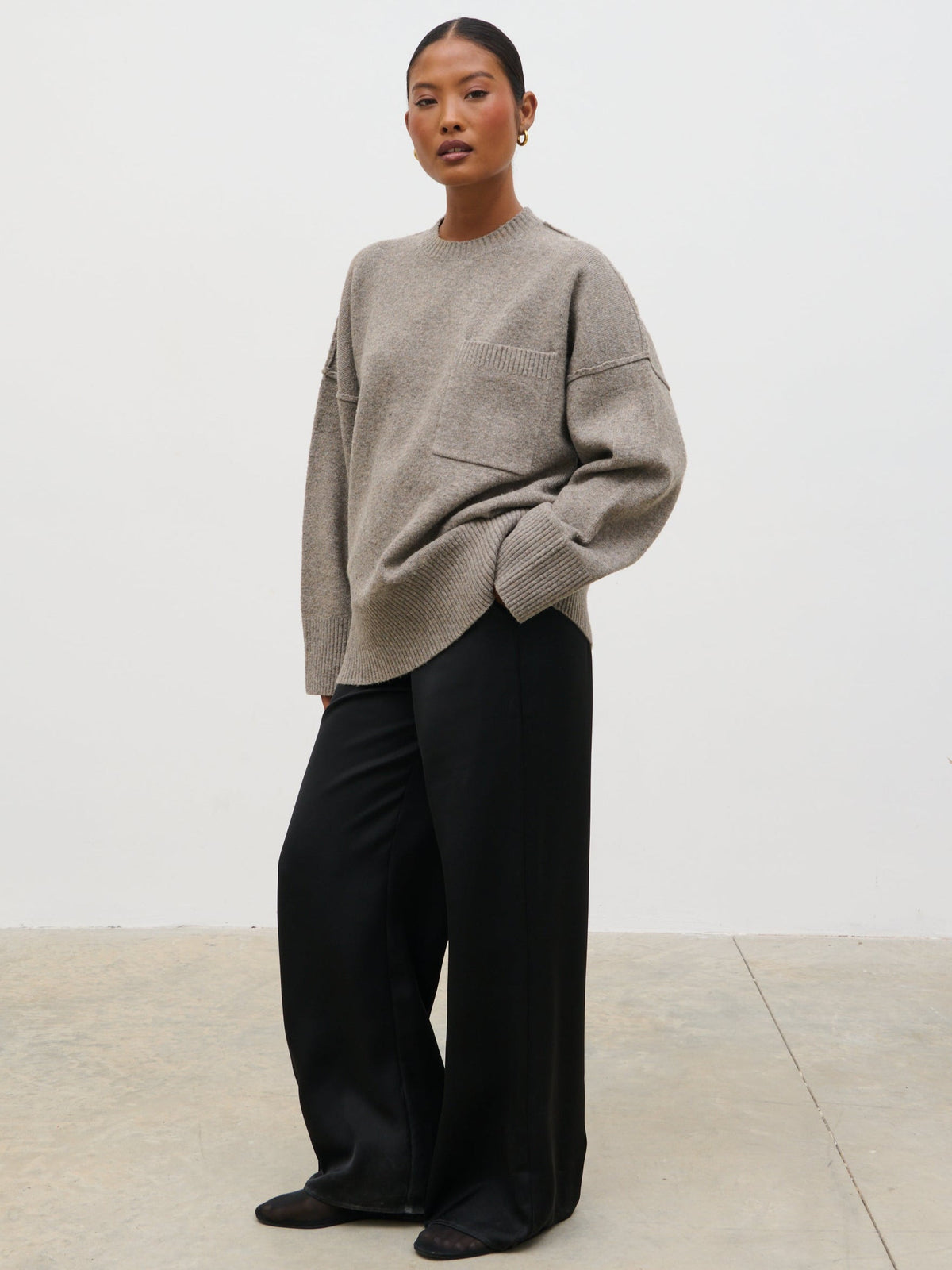 Bronte Pocket Knit Jumper - Greige