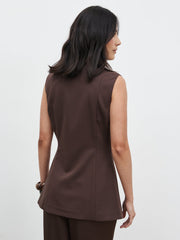 Brylee Asymmetric Button Waistcoat - Brown