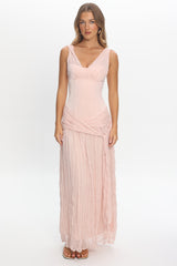Keia Crepe Chiffon One-Shoulder Maxi Dress Light Pink