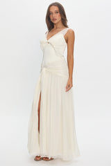 Izabelle Twist Accent Maxi Dress Pearl