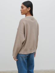 Cameron Zip Up Cardigan - Taupe