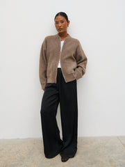 Camille Boucle Knit Bomber - Mocha