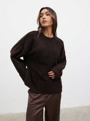 Camille Oversized Borg Jumper - Brown