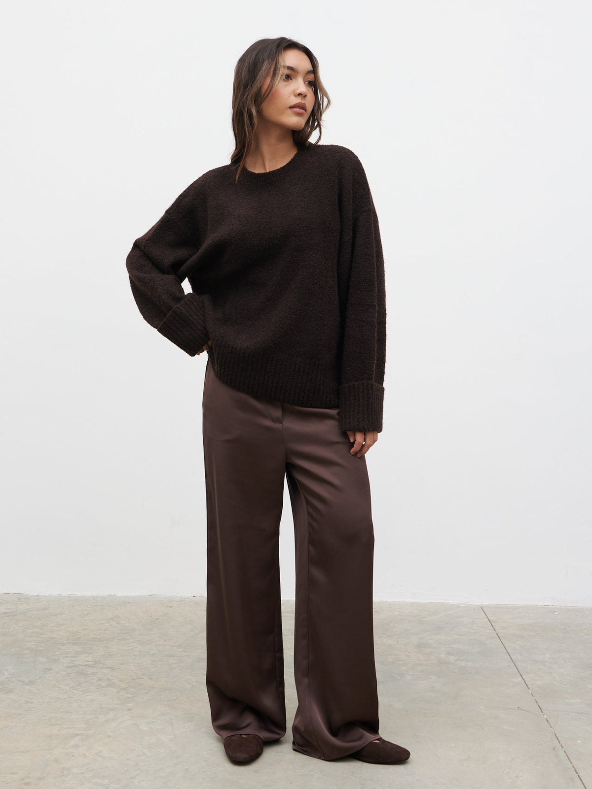 Camille Oversized Borg Jumper - Brown