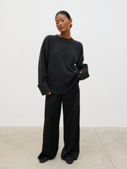 Camille Oversized Borg Jumper - Slate Grey