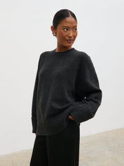 Camille Oversized Borg Jumper - Slate Grey
