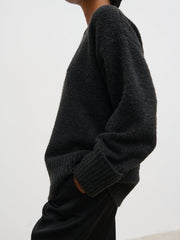Camille Oversized Borg Jumper - Slate Grey