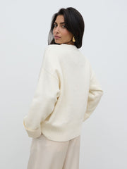 Camille Oversized Borg Jumper - Cream