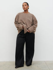 Camille Oversized Borg Jumper Curve - Mocha