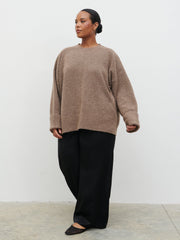 Camille Oversized Borg Jumper Curve - Mocha