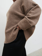 Camille Oversized Borg Jumper Curve - Mocha