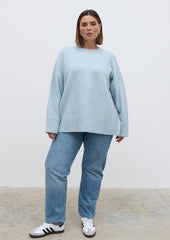 Camille Oversized Borg Knit Jumper Curve - Pale Blue