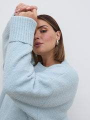 Camille Oversized Borg Knit Jumper Curve - Pale Blue