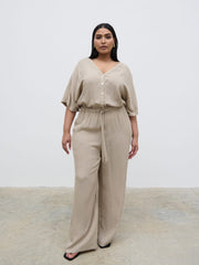 Carey Easywear Jumpsuit Curve - Stone