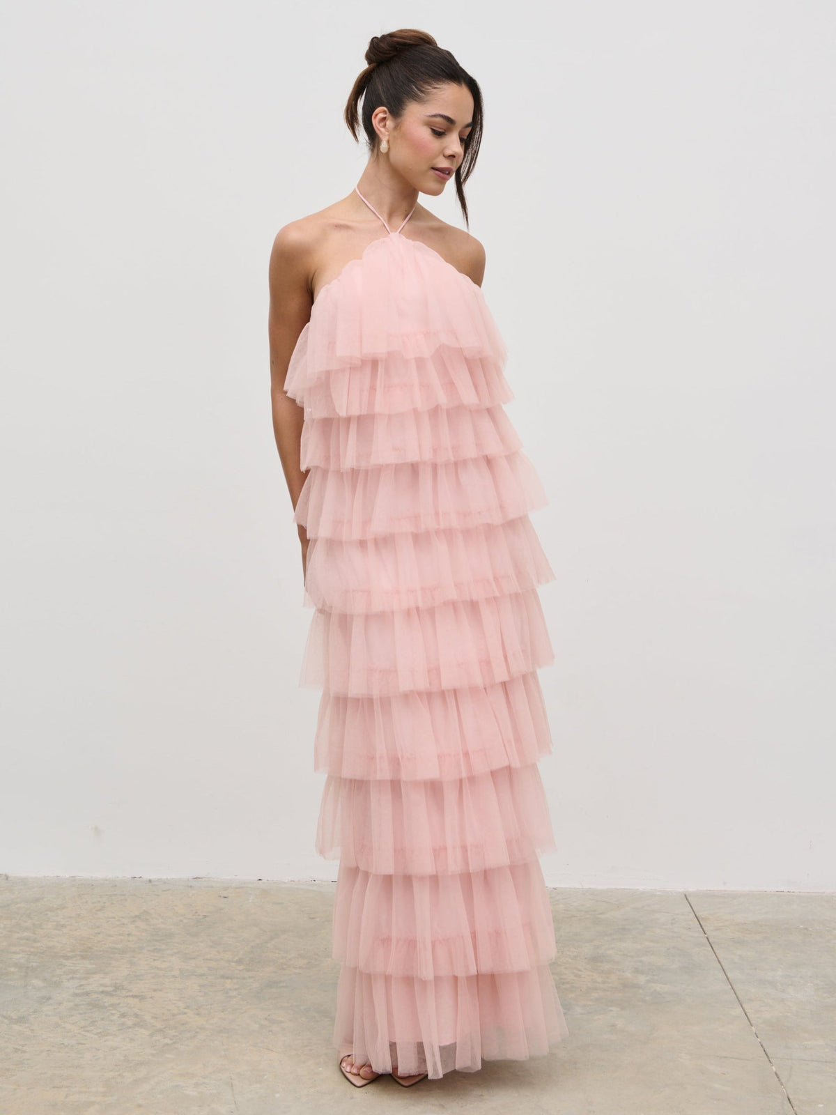 Carri Tulle Maxi Dress - Peony Pink