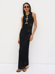 Celeste Knit Maxi Dress - Black and Cream