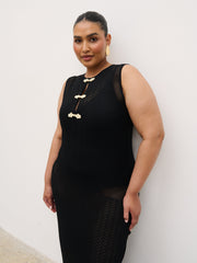 Celeste Knit Maxi Dress Curve - Black and Cream