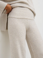 Chelsea Knit Trousers with Folded Waistband - Beige