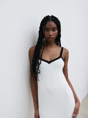 Cheryl Contrast Knit Dress - Cream