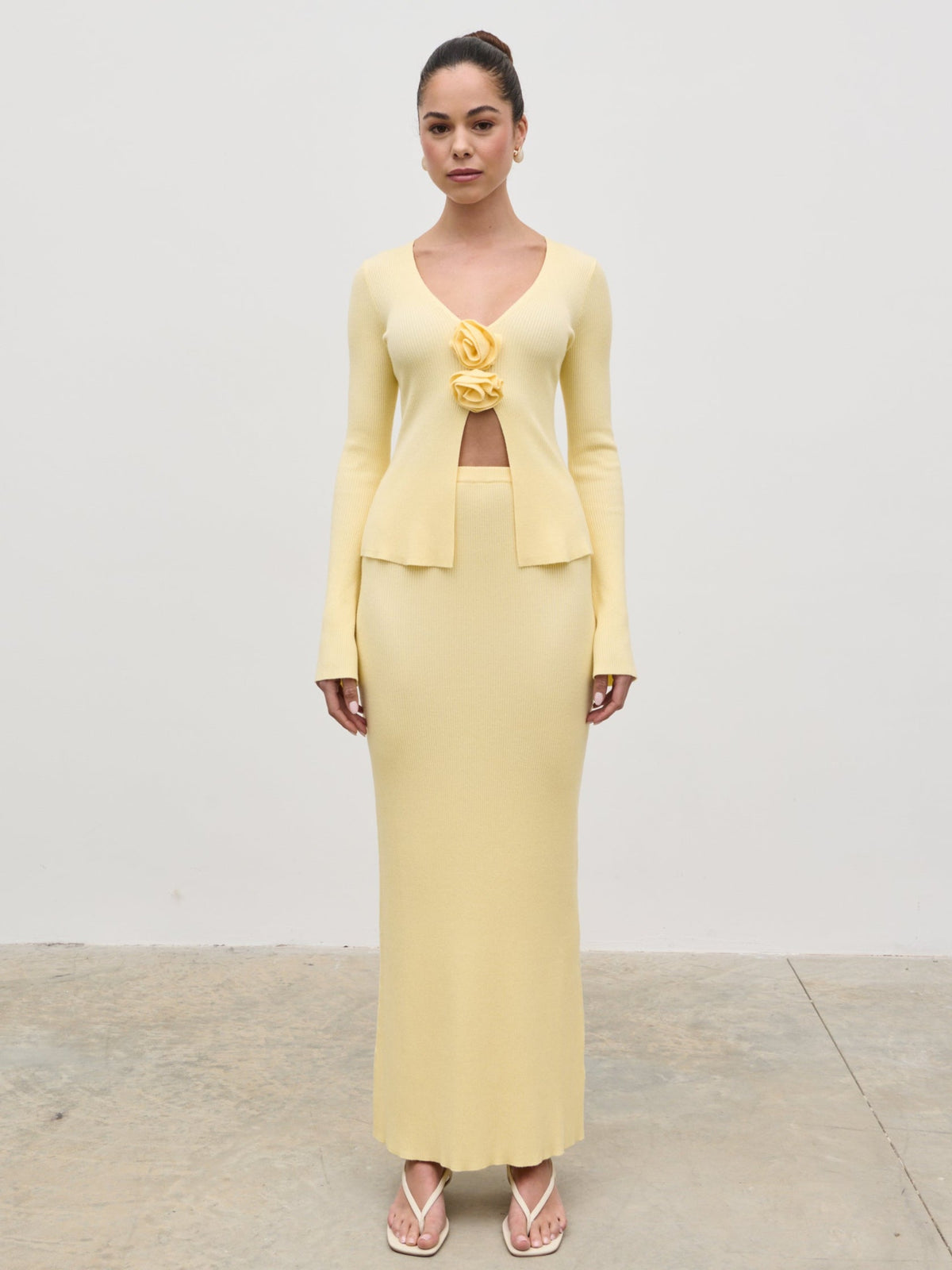 Clemmie Knit Maxi Skirt - Pale Lemon