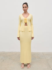 Clemmie Rosette Knit Top - Pale Lemon
