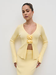 Clemmie Rosette Knit Top - Pale Lemon