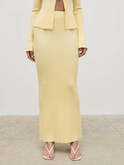 Clemmie Knit Maxi Skirt - Pale Lemon