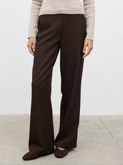 Colson Tailored Wide Leg Trousers - Chocolate
