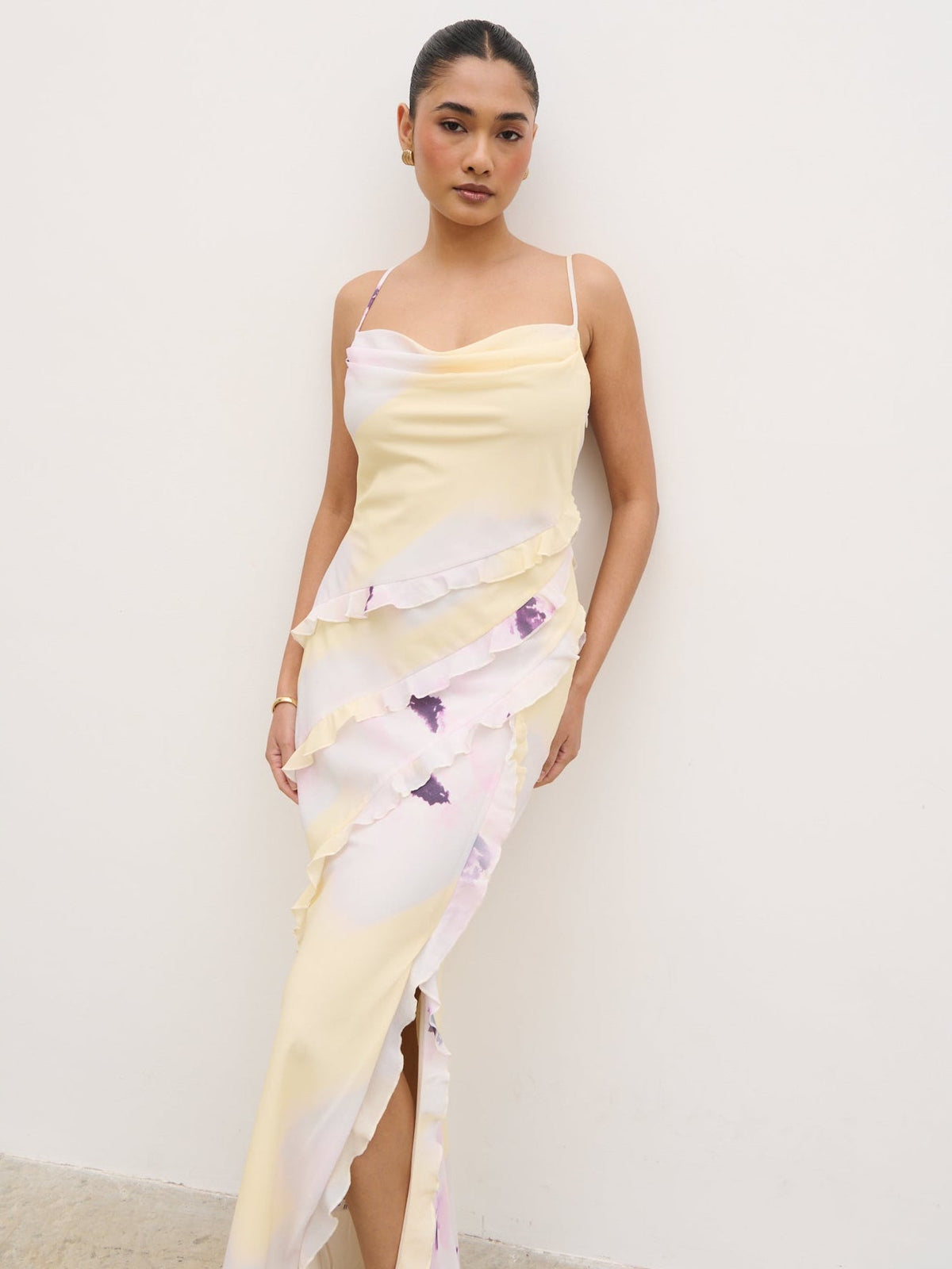 Constance Ruffle Maxi Dress - Watercolour Poppy