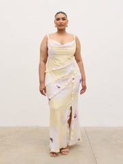 Constance Ruffle Maxi Dress Curve - Watercolour Poppy