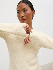 Dayo Boucle Knit Button Down Top - Cream