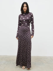 Delilah Asymmetric Maxi Jersey Dress - Polka Dot